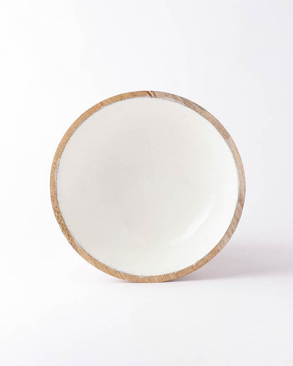 Premium Wooden White Serving Bowl | 11 x 4 inches