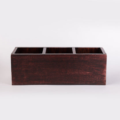 Wooden Cutlery Caddy  | Multiple Colors Burnt Wood