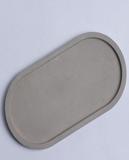 Classic Elegant Design Oval Tray Concrete Artifacts | 7 x 4 x 1 inches