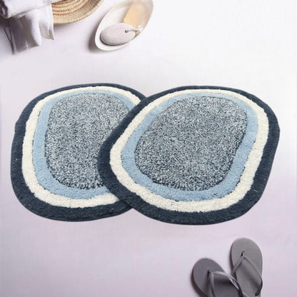 Elegant Oval Tufted Cotton Bath Mat | 24 x 16 Inches