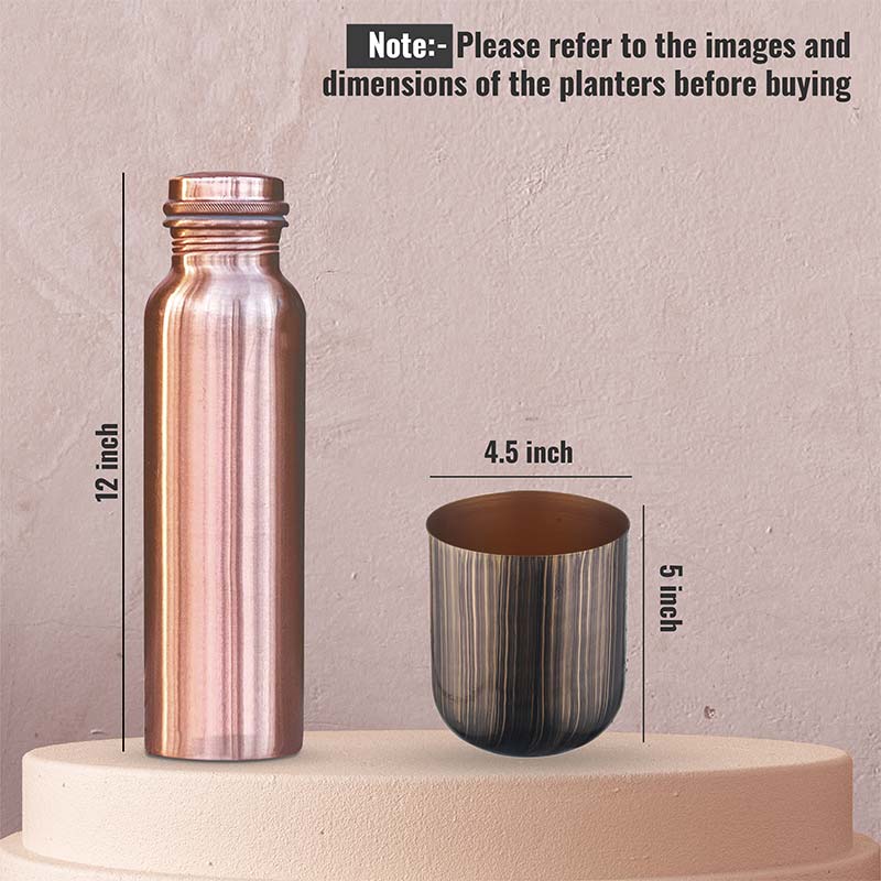 Brown Chic Cylindrical Metal Mini Planter | Set of 2 Default Title