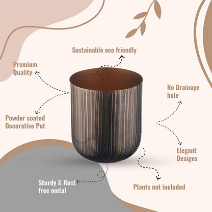 Brown Chic Cylindrical Metal Mini Planter | Set of 2 Default Title
