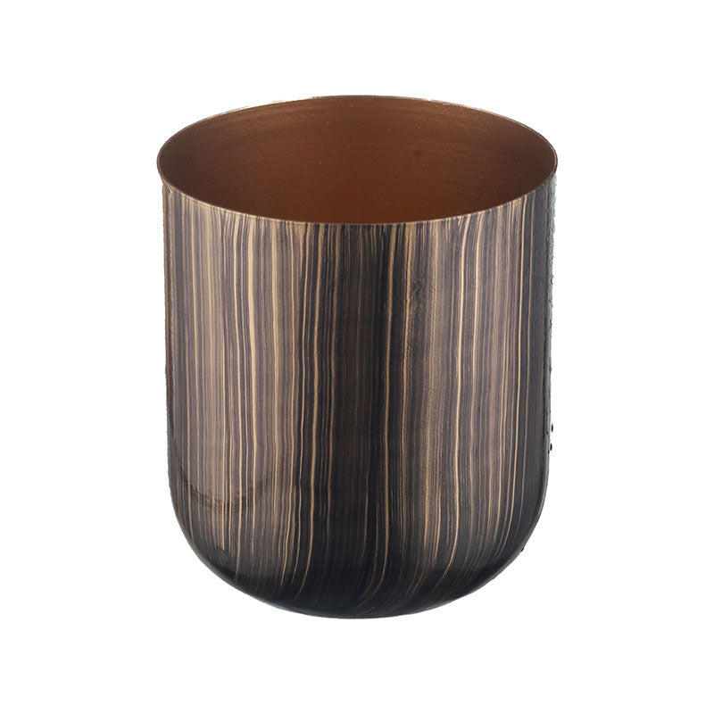 Chic Golden and Brown Cylindrical Metal Mini Planter | Set of 2 Default Title