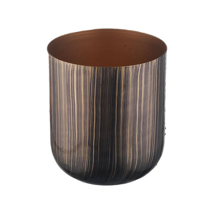 Chic Golden and Brown Cylindrical Metal Mini Planter | Set of 2 Default Title