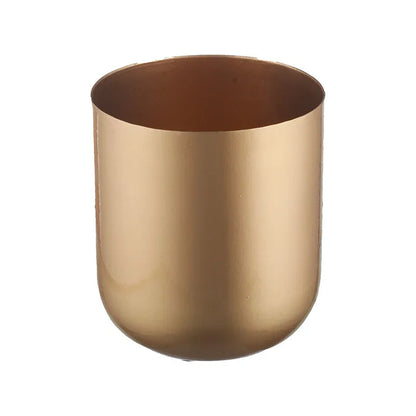 Chic Golden and Brown Cylindrical Metal Mini Planter | Set of 2 Default Title