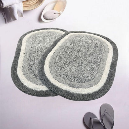 Elegant Oval Tufted Cotton Bath Mat | 24 x 16 Inches