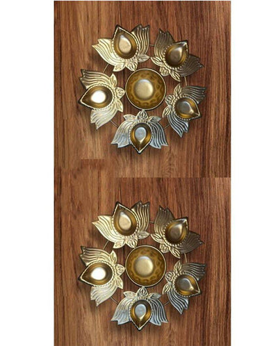 Lotus Design Shape Metal Om Urlis | Set Of 2 | 7 inches