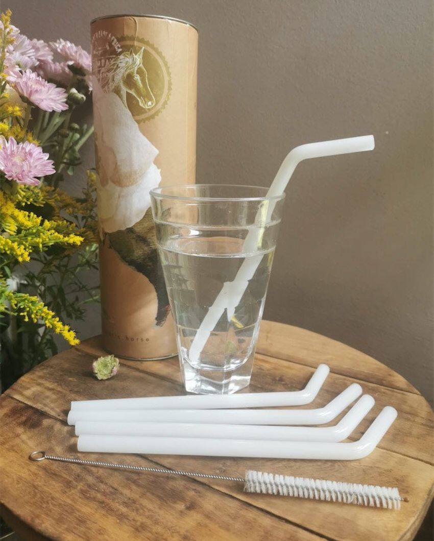 Reusable Glass 6 Straws With Brush