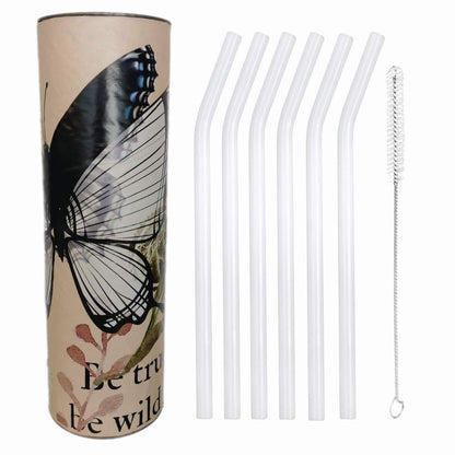 Reusable Glass 6 Straws With Brush