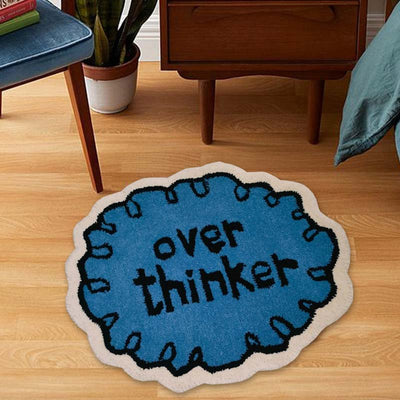 Over Thinker Blue Wool Rug Default Title