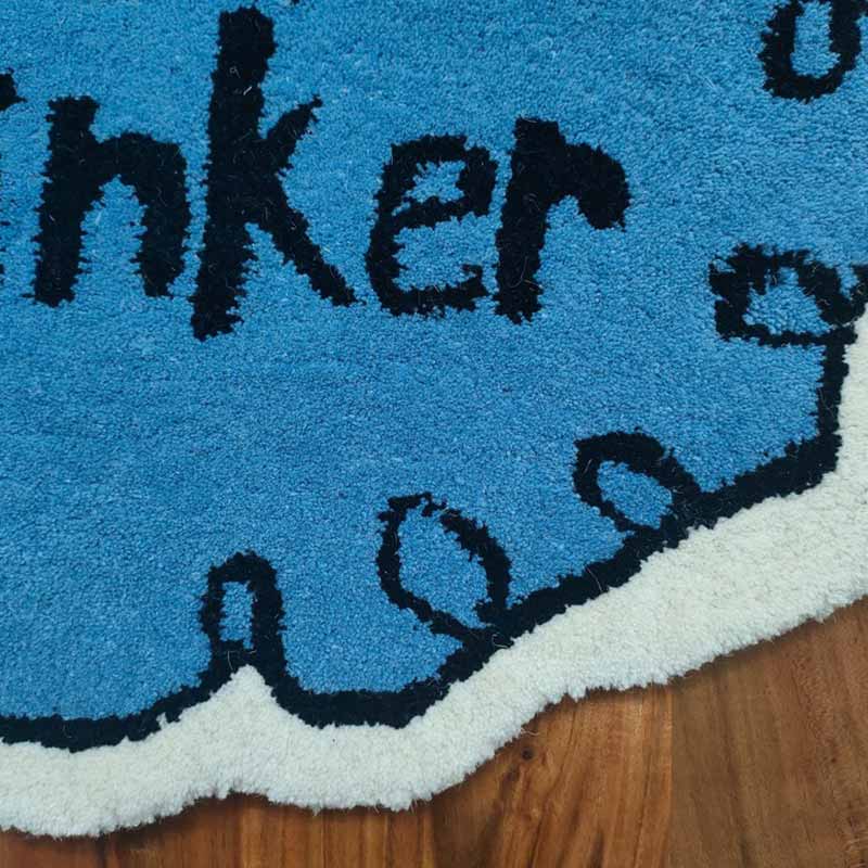 Over Thinker Blue Wool Rug Default Title