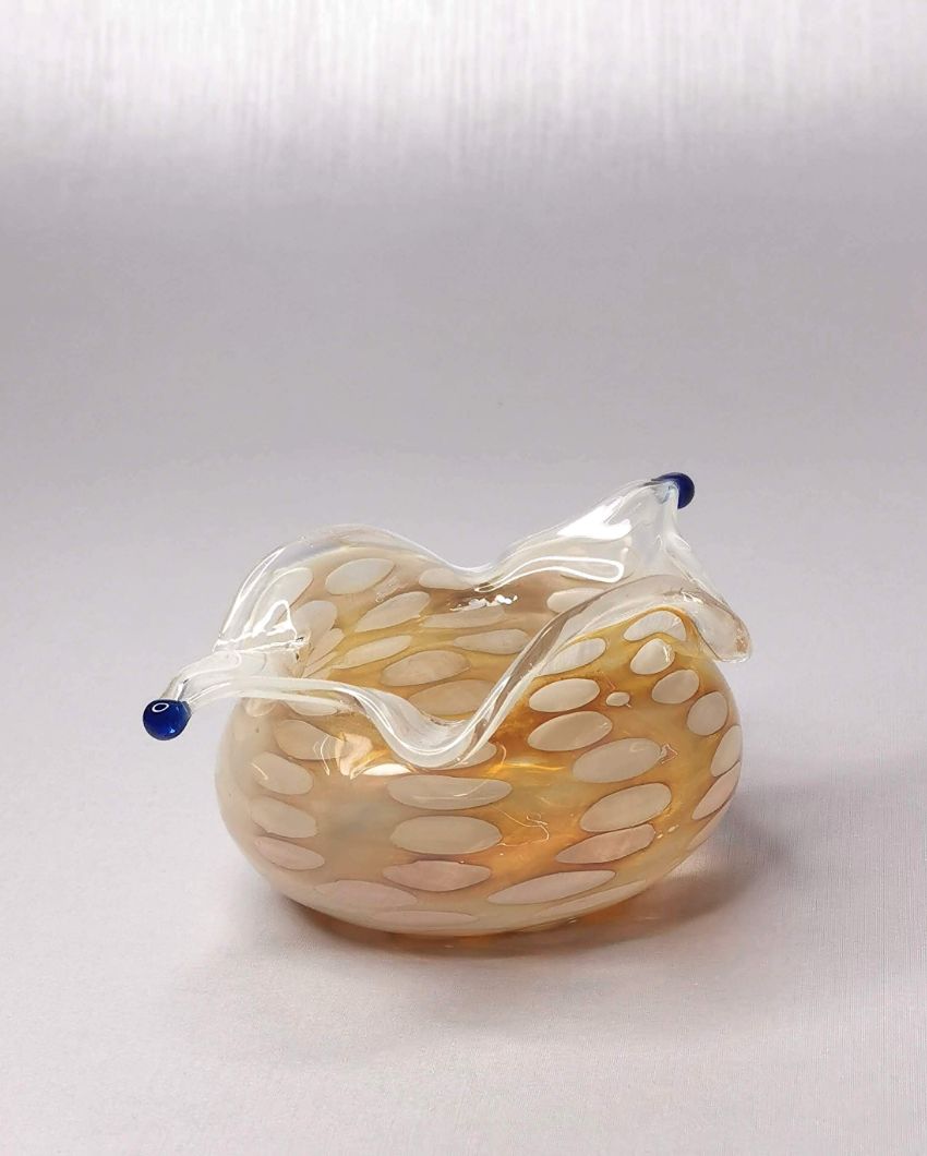 Gold Mist Pattern Abstract Art Glass Bowl