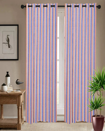 Stripe Cotton Door Curtains | Multiple Colors | Set of 2 | 54 x 84 inches (7 feet)