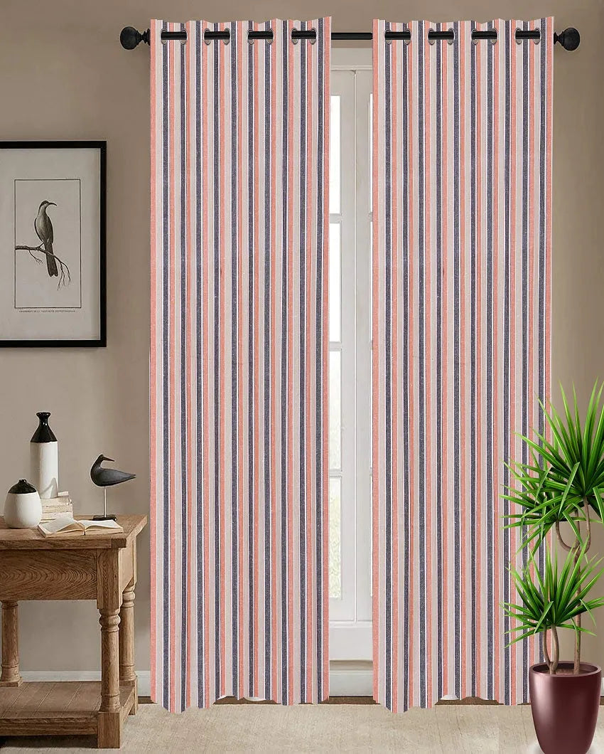 Stripe Cotton Door Curtains | Multiple Colors | Set of 2 | 54 x 84 inches (7 feet)