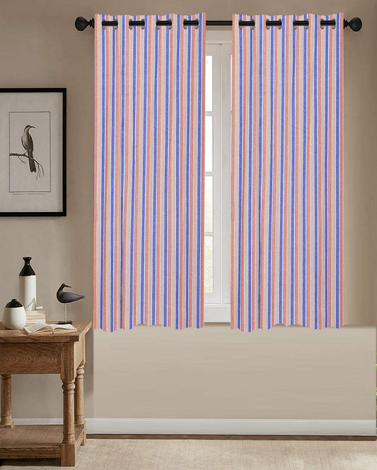 Stripe Cotton Window Curtains | Set of 2 | 5 Ft