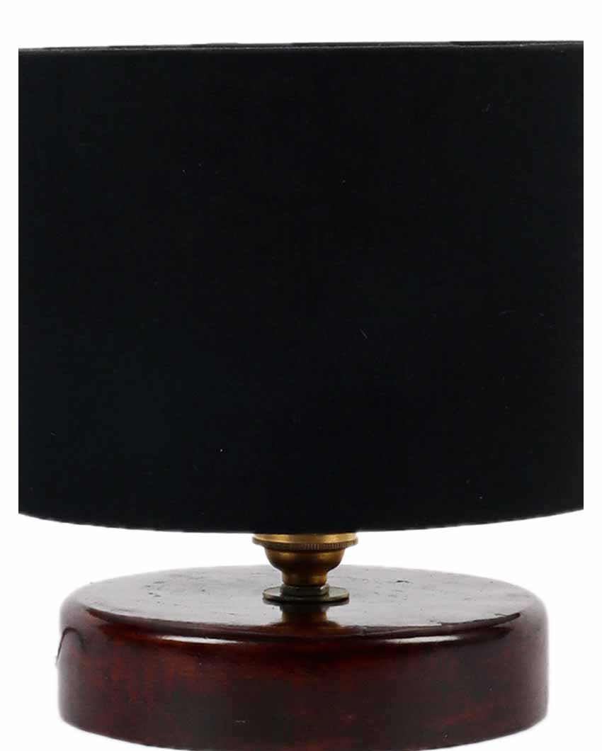 Cotton Table Lamp With Chocolate Wood Base Black