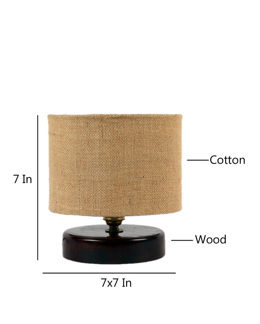 Radian Jute Table Lamp With Wood Chocolate Base Beige