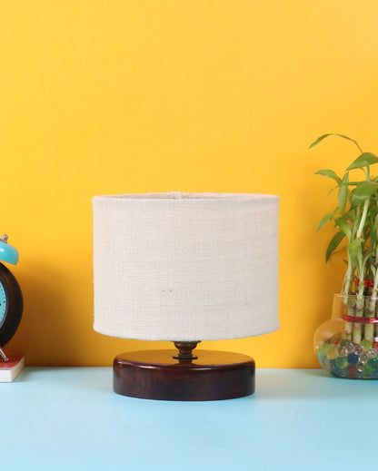 Radian Jute Table Lamp With Wood Chocolate Base White