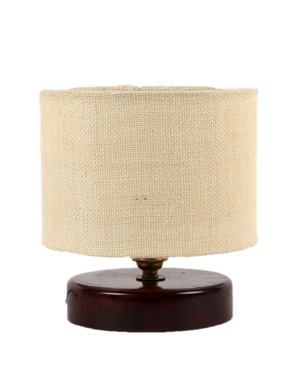 Radian Jute Table Lamp With Wood Chocolate Base White