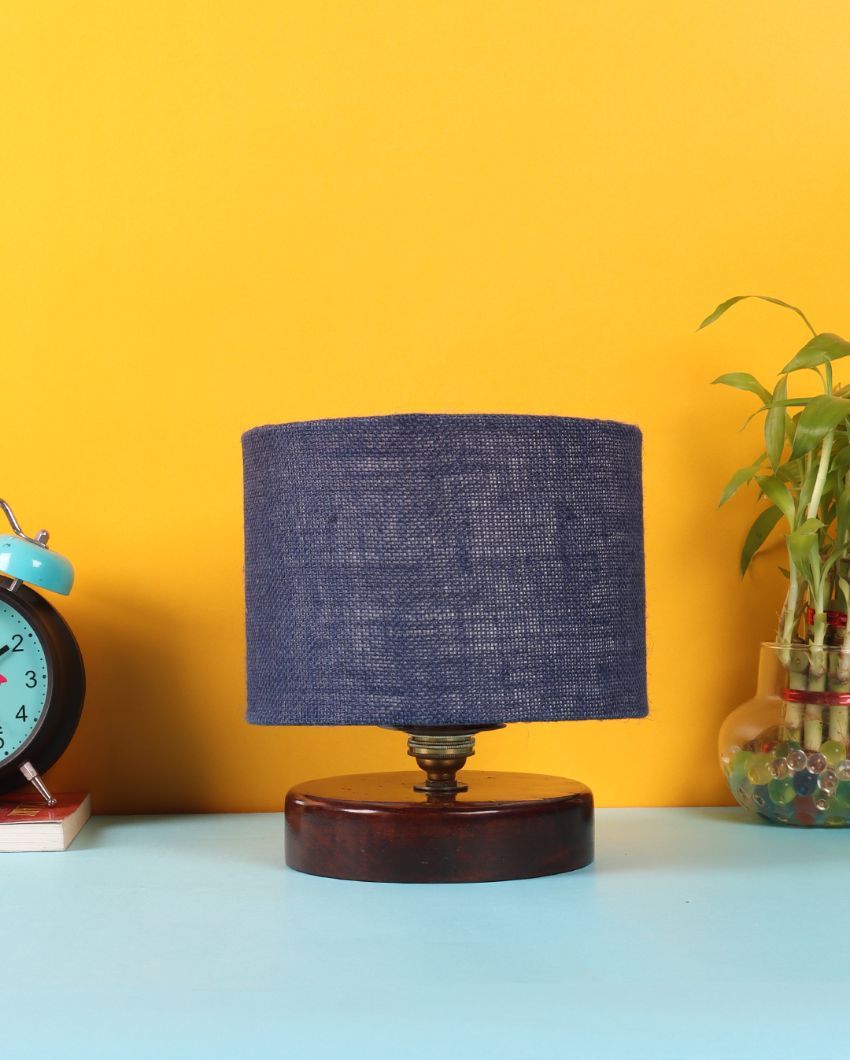 Radian Jute Table Lamp With Wood Chocolate Base Blue