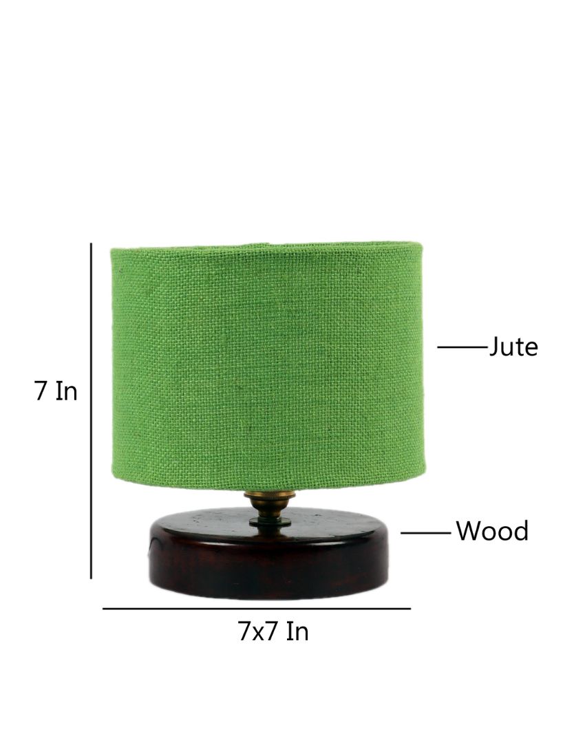 Alluring Jute Table Lamp With Chocolate Wood Base Green