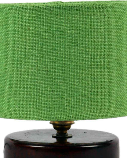 Alluring Jute Table Lamp With Chocolate Wood Base Green