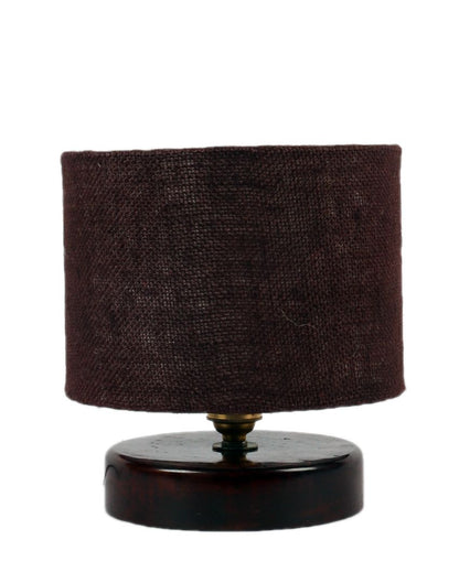 Alluring Jute Table Lamp With Chocolate Wood Base Brown