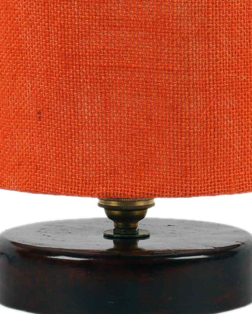 Alluring Jute Table Lamp With Chocolate Wood Base Orange