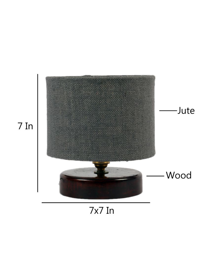 Alluring Jute Table Lamp With Chocolate Wood Base Grey