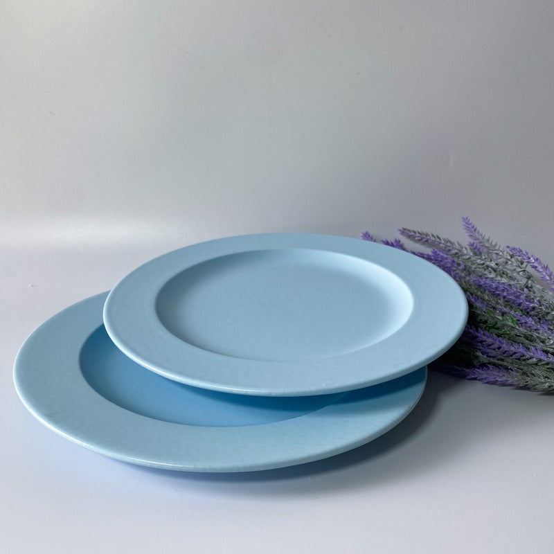 Classic Powder Blue Stoneware Pasta Plates | Set Of 2