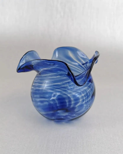 Art Glass Blue Wave Votive