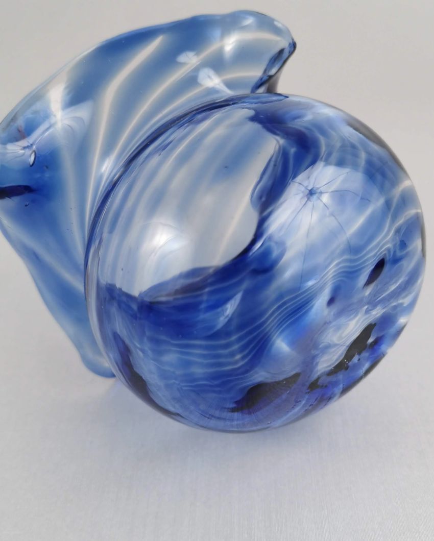 Art Glass Blue Wave Votive