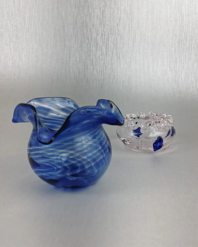 Art Glass Blue Wave Votive