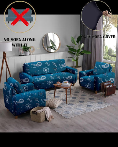 ONLY SOFA COVER | Teal One Three Seater And Two Single Seater Polyester Sofa Cover