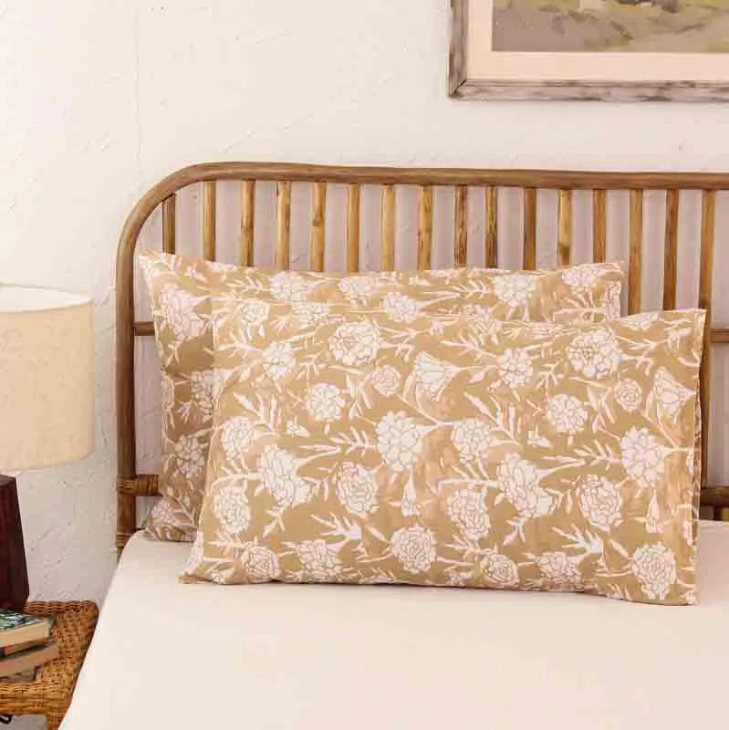 Beige Genda Phool Pillow Cover | 18 x 20 inches