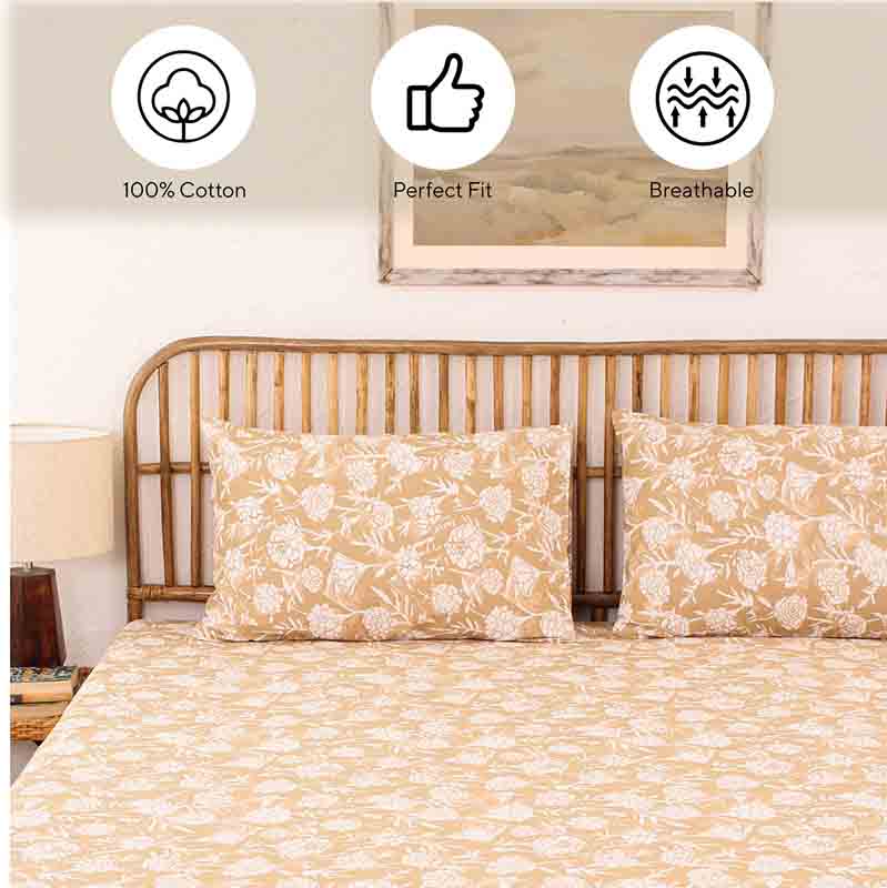 Beige Genda Phool Pillow Cover | 18 x 20 inches