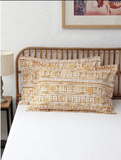 Yellow Sanchi Pillow Covers | Set of 2