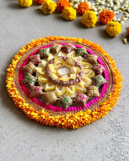 Lotus Design Tea Light Rangoli | 5 inches