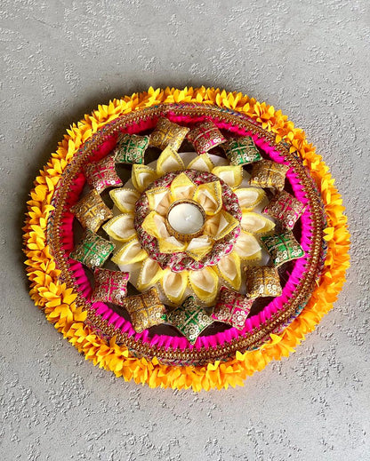 Lotus Design Tea Light Rangoli | 5 inches