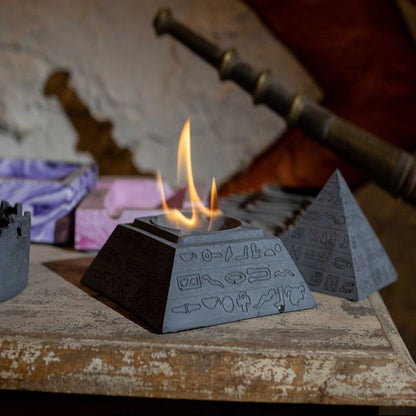 Geometric and Elegant Pyramid Concrete Firepot | 5 x 5 x 2 inches