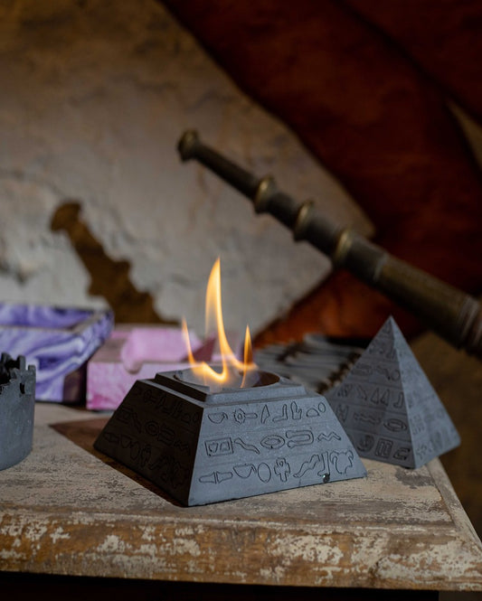 Geometric and Elegant Pyramid Concrete Firepot | 5 x 5 x 2 inches