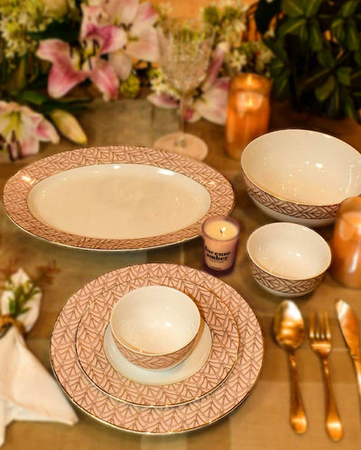 Golden Legacy Porcelain Dinner Set | Set of 33