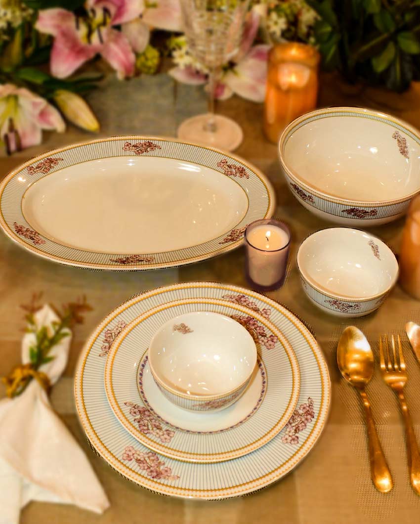 Flourishing Floret Porcelain Dinner Set | 33 Pieces