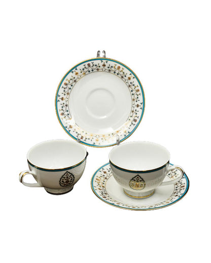 Mavi Porcelain Tea Cup & Saucer | Set of 12