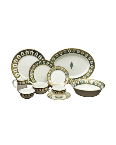 Chinar Porcelain Dinner Set | Set of 33