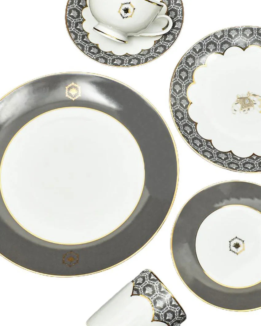 Grey Legacy Porcelain Dinner Set | Set of 21