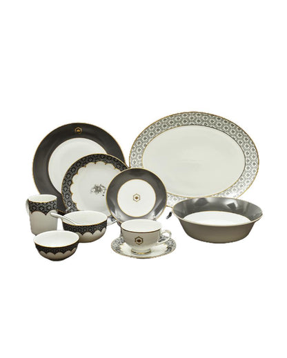 Grey Legacy Porcelain Dinner Set | Set of 33