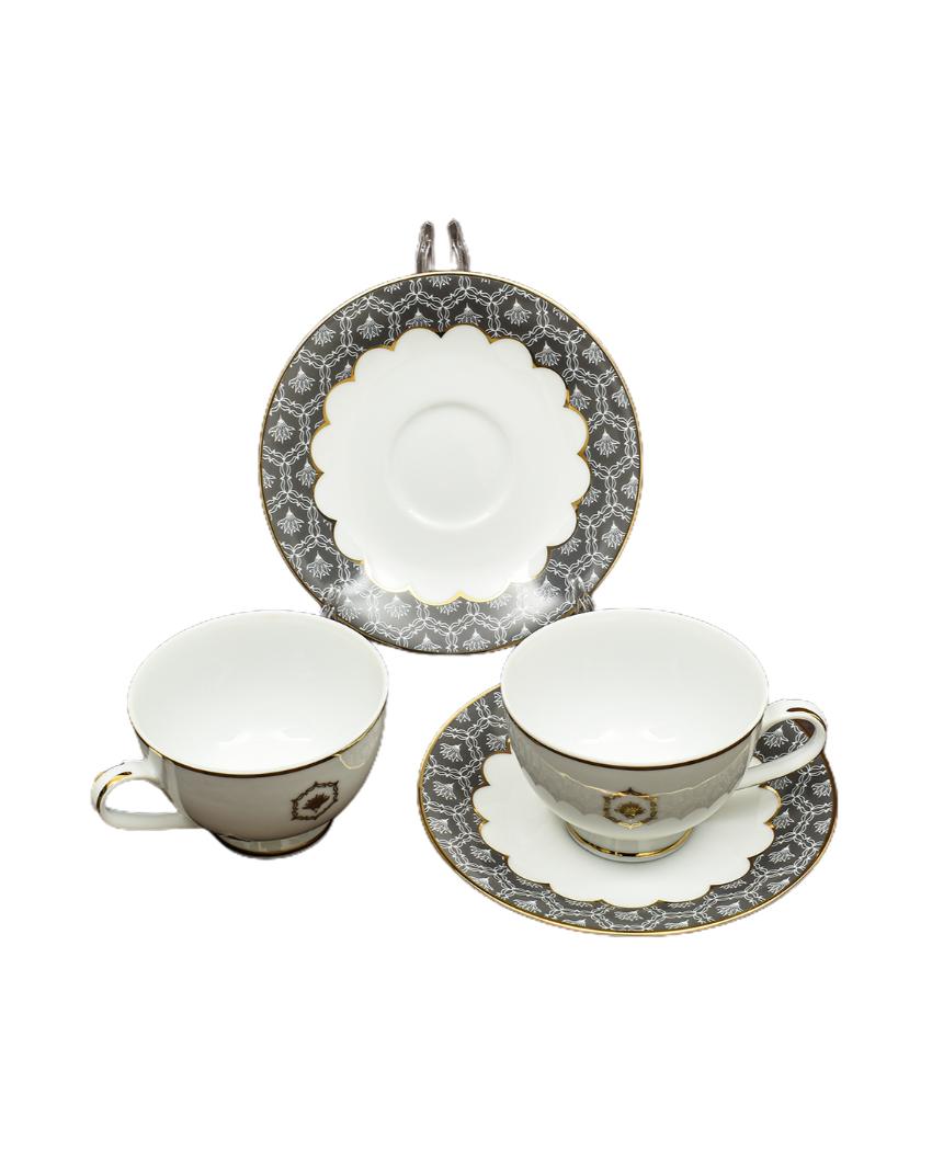 Grey Legacy Porcelain Tea Cup & Saucer | Set of 12