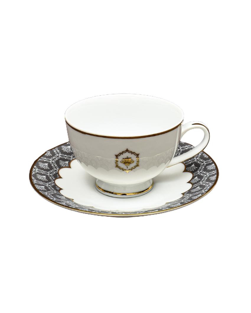 Grey Legacy Porcelain Tea Cup & Saucer | Set of 12