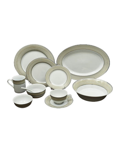 Shine Platin Porcelain Dinner Set | Set of 33